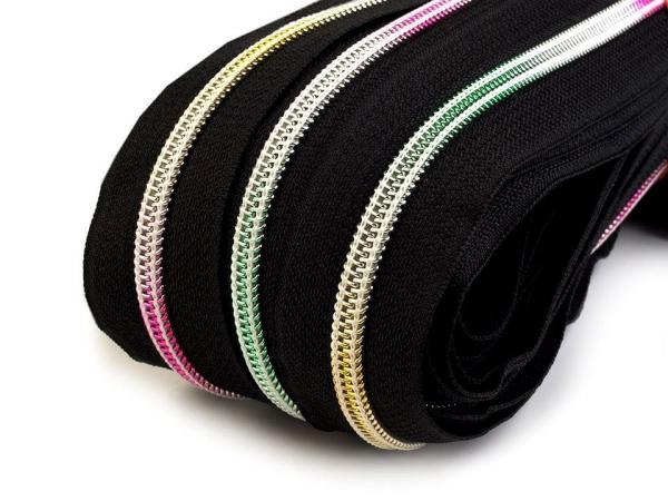 Regenbogen Reißverschluss spiralförmig  6 mm Schwarz